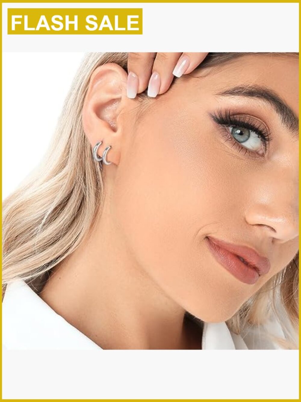 3 Pairs 925 Sterling Silver Huggie Hoop Earrings For Women Men 14k White Gold View 6